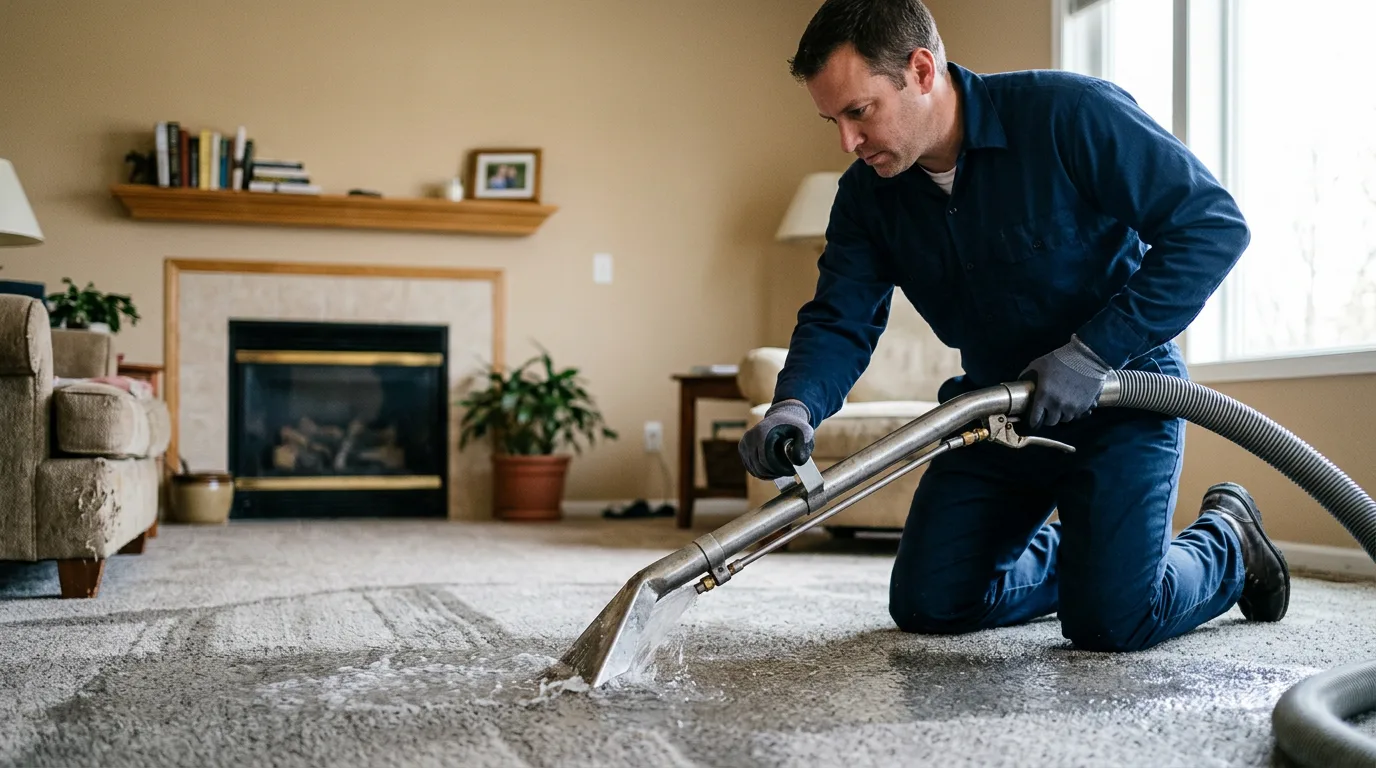 Water damage restoration technician working near Cerulean, KY